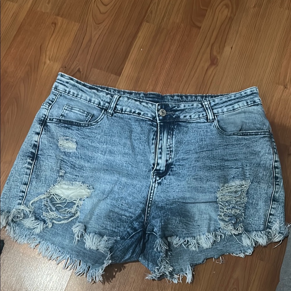 Denim Blue Distressed Women's Shorts